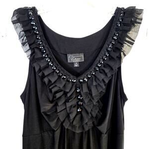 Dress Barn Women's Dress 10 Size Black Jeweled Sleeveless  Misses Medium M